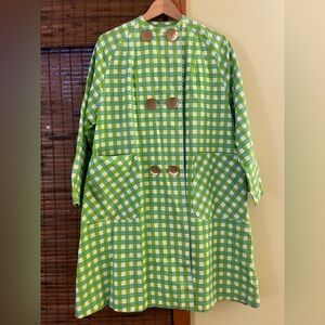 Vintage 1960s Green Checkered Women's Swing Coat